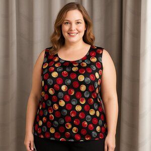 Le Suit Separates Womans Black, Red, Gray, Yellow Sleeveless Blouse Size 2X